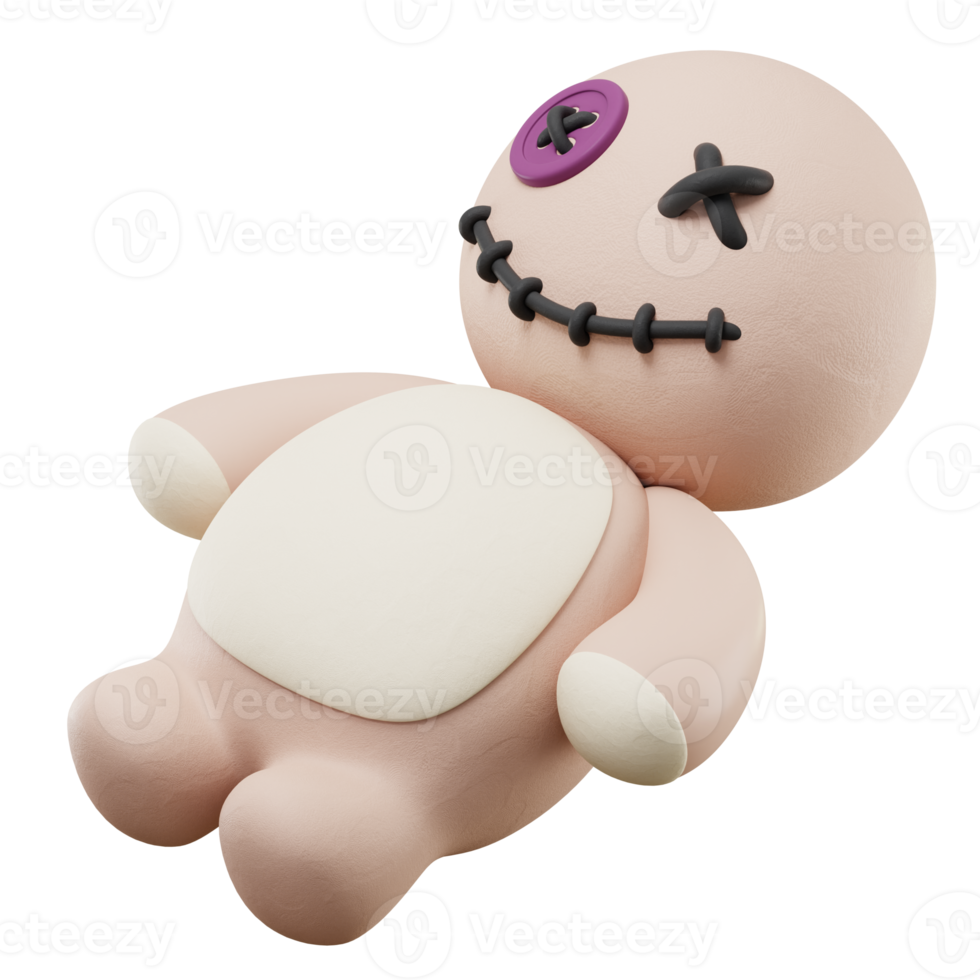 Ilustración de halloween de icono de muñeca 3d png