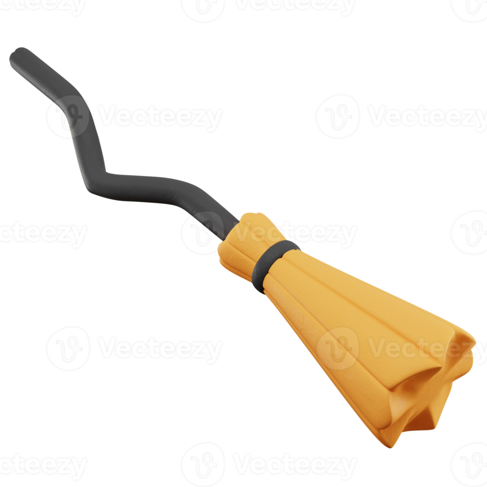 3d Broom Icon Halloween Illustration png