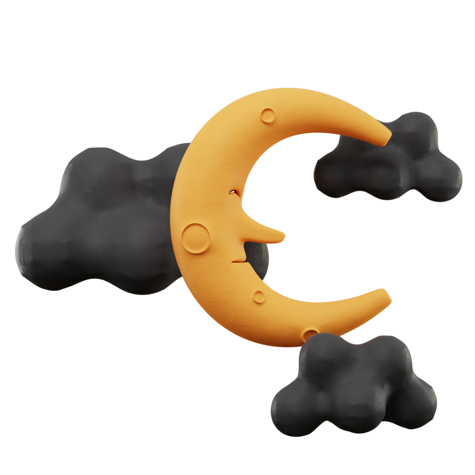 3d Moon Icon Halloween Illustration png