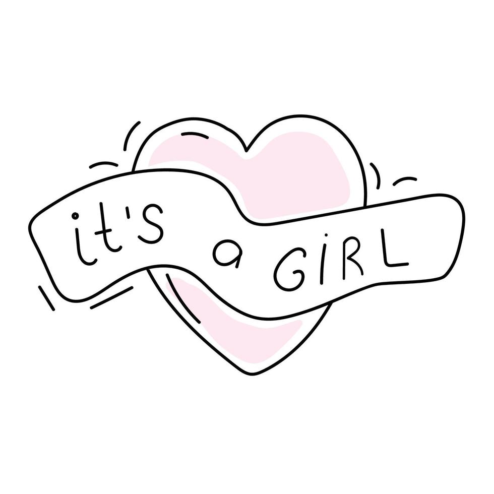 Heart with the inscription it's a girl for  baby gender reveal party vector