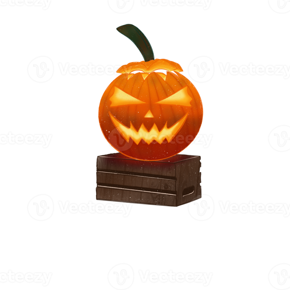 halloween pumpkin on wooden box png