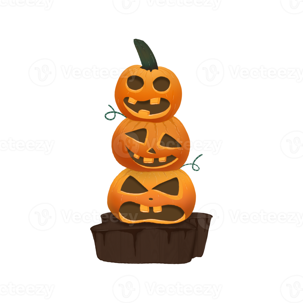 Halloween pumpkin stack on timber png