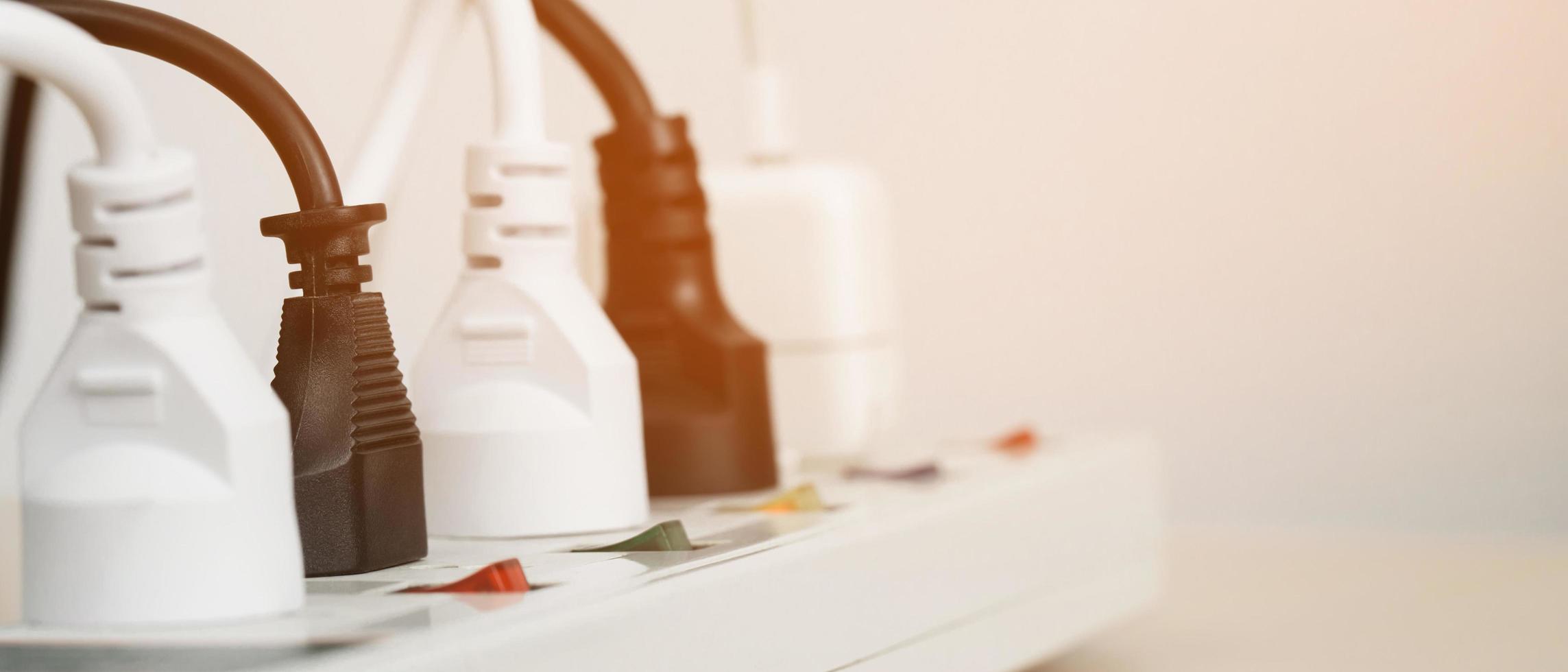 Electrical appliances plugs full of all plugs or plugs together. Because of the risk of causing a short circuit from high heat accumulated in the wires. photo