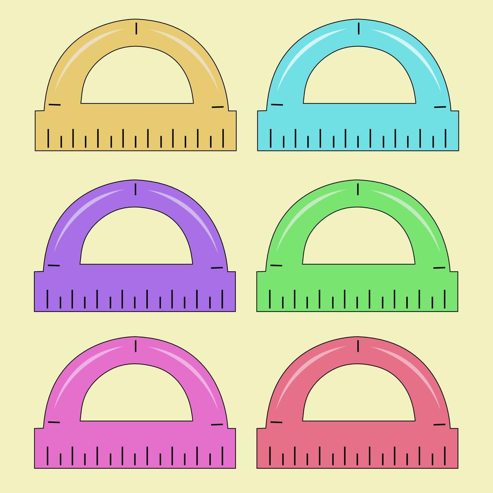 Colorful protractor ruler illustration for graphic design and