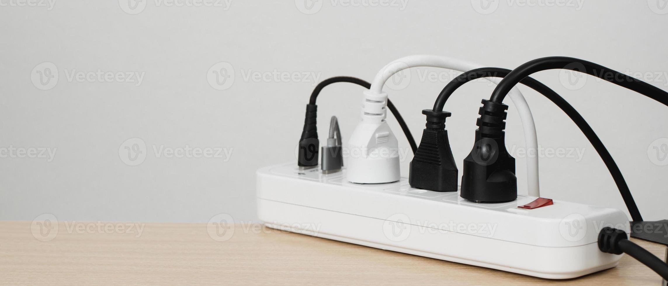 Electrical appliances plugs full of all plugs or plugs together. Because of the risk of causing a short circuit from high heat accumulated in the wires. photo