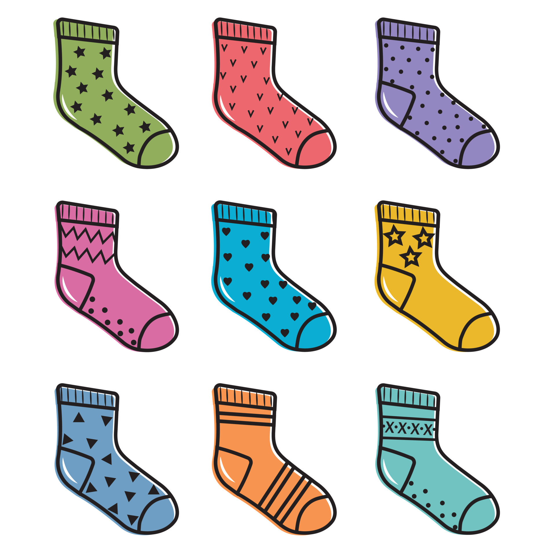 calcetines de colores para niños colgando de una cuerda, ilustración  vectorial aislada 11027215 Vector en Vecteezy