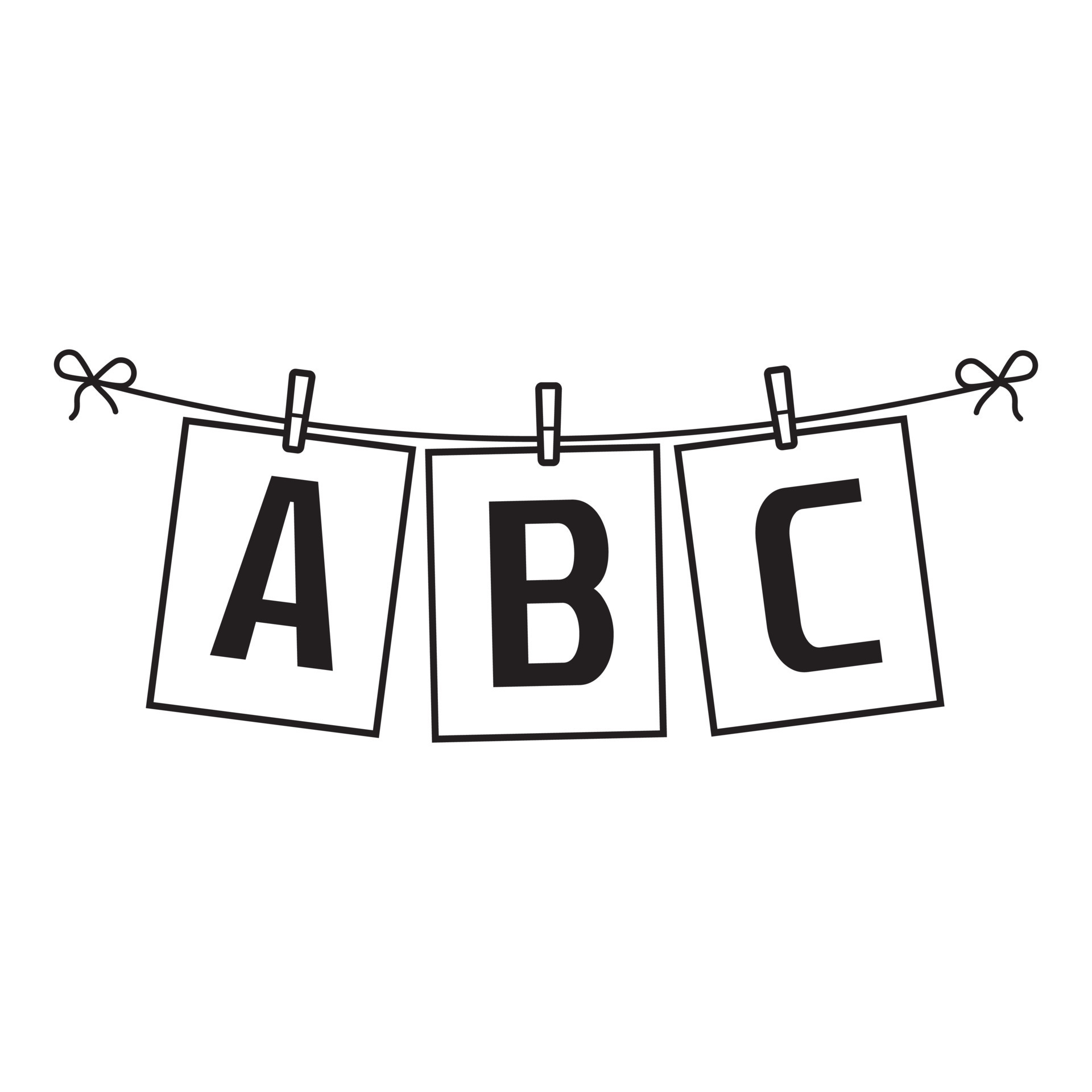 ABC Letters On Paper Hanging On A Rope Black Outline Vector Isolated abc-letters-on-paper-hanging-on-a-rope-black-outline-vector-isolated