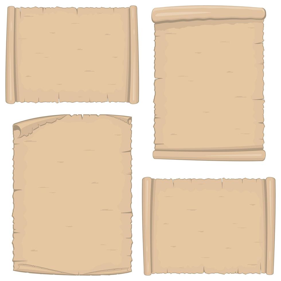 Parchment old paper sheet vector illustration isolated on white background.