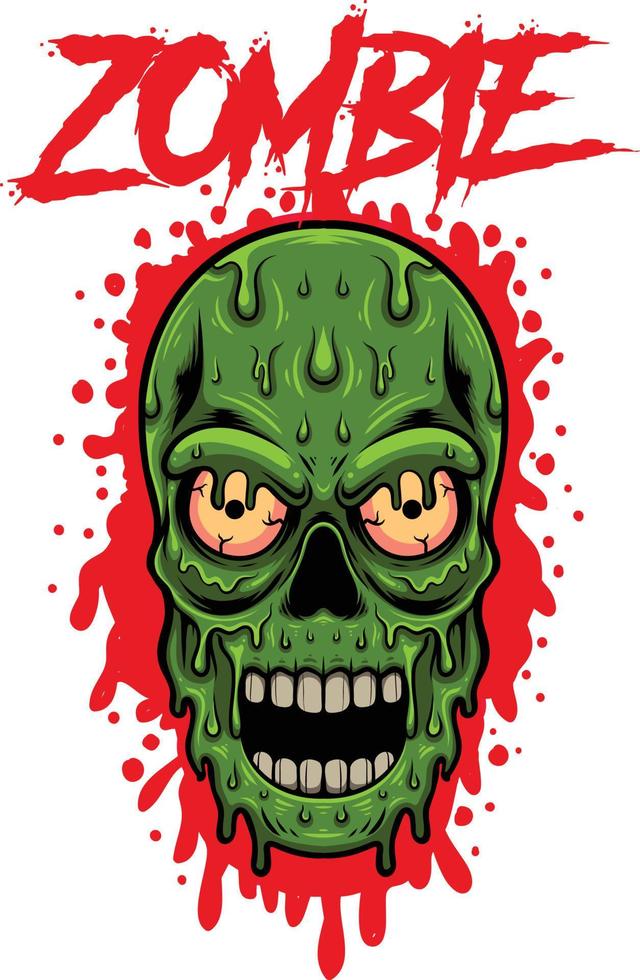 cabeza de zombi aterrador vector