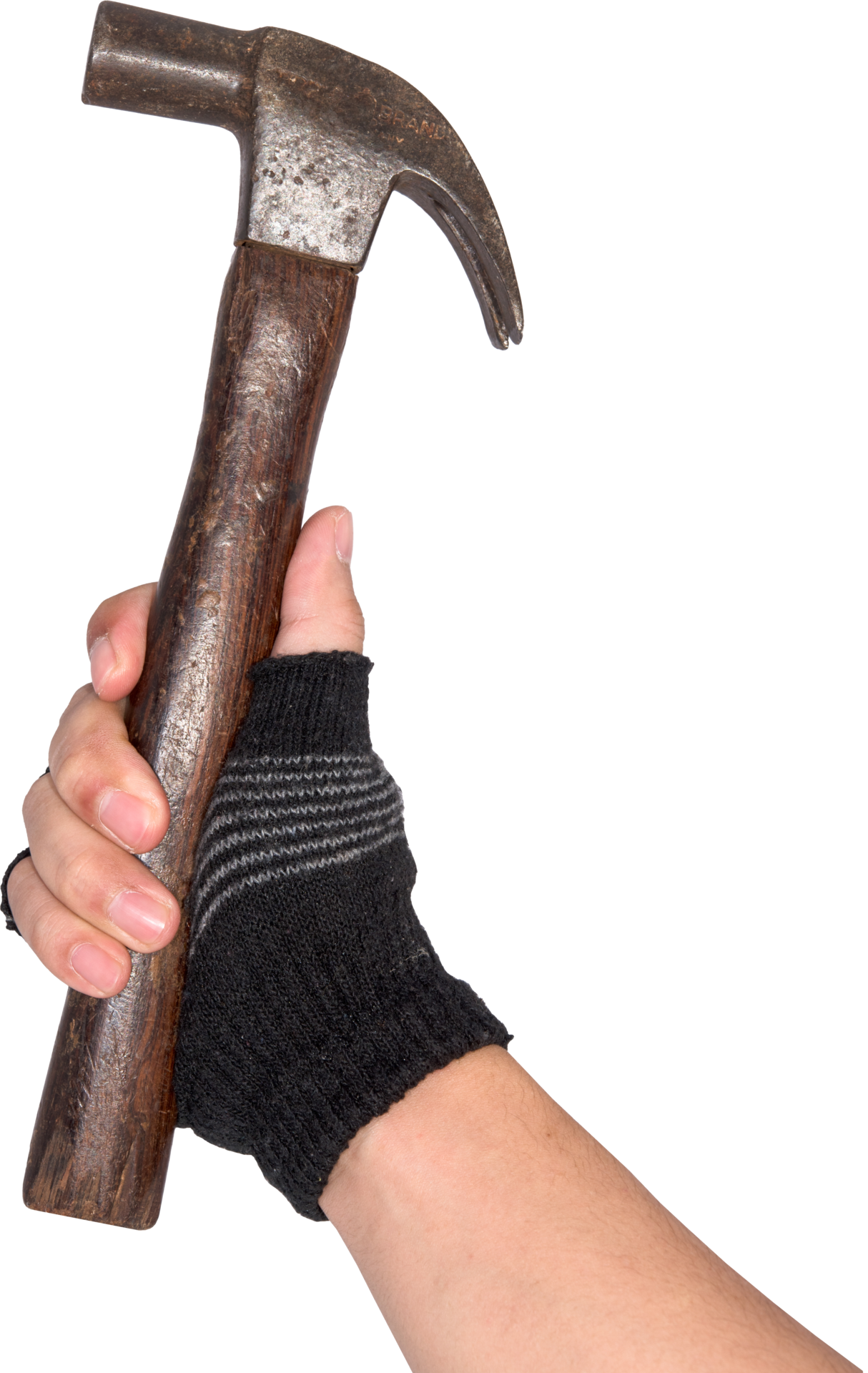 Man holds a hammer in his hand isolate 11027323 PNG