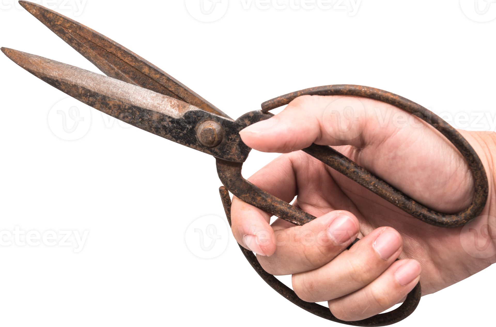 Hand holding old scissors Isolated 11027333 PNG