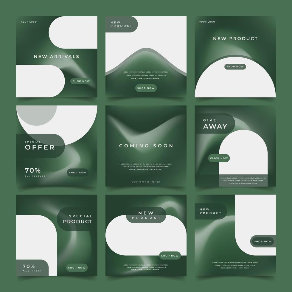 set of furniture gradient color instagram sale post vector