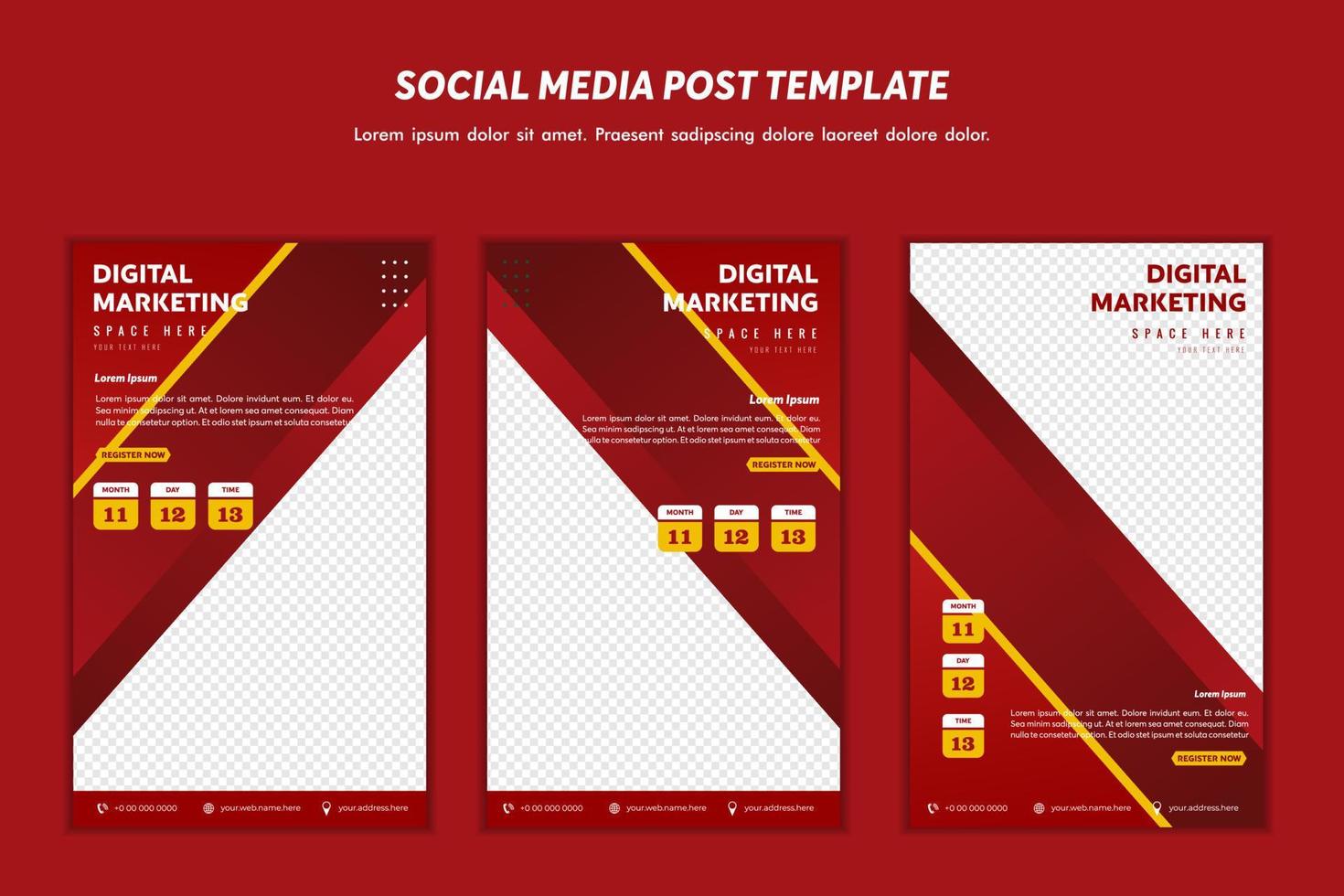 diseño moderno de plantilla de publicación en redes sociales, para marketing digital en línea o plantilla de marketing de carteles vector