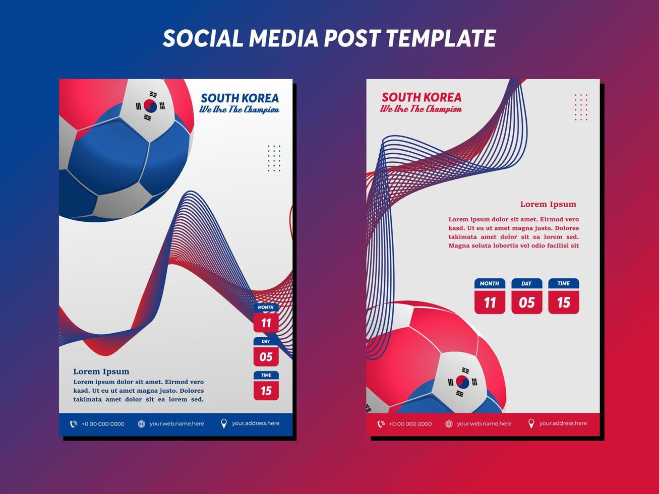 vector background South Korea flag design with ball , social media template, perfect to your background template