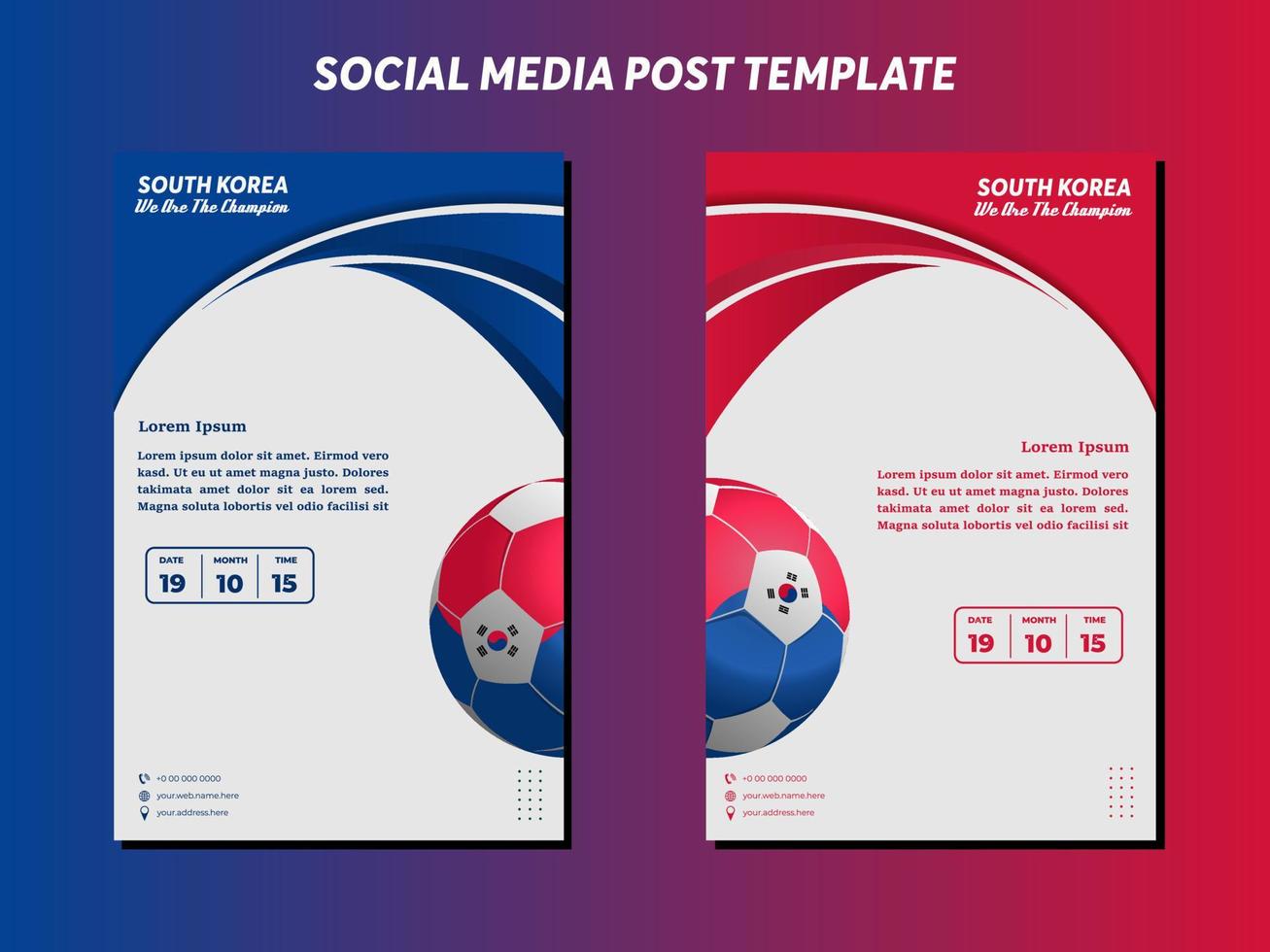 vector background South Korea flag design with ball , social media template, perfect to your background template