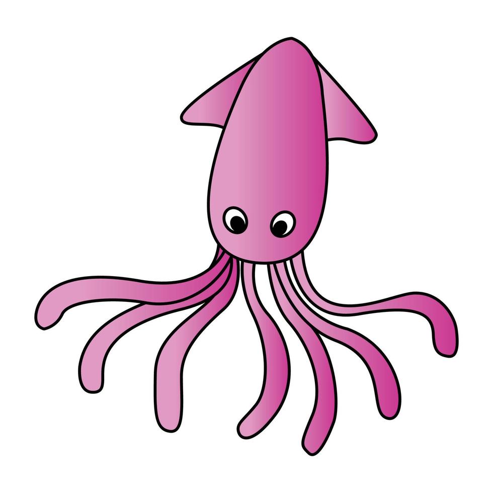 cute of squid on cartoon version vector