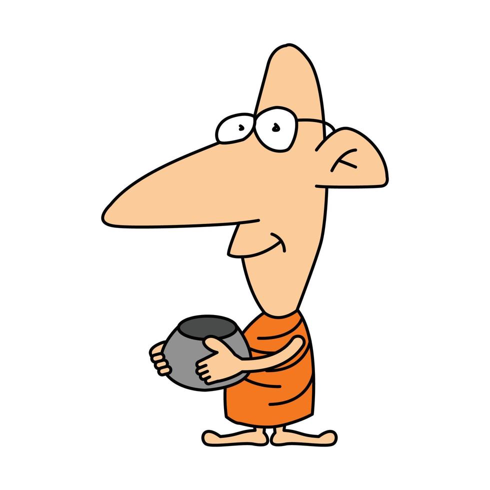 cute clipart of monk on cartoon version vector