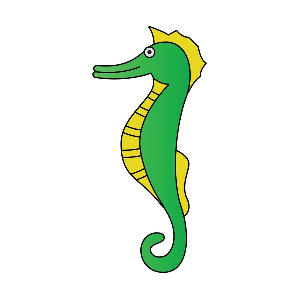 cute of sea horse on cartoon version vector