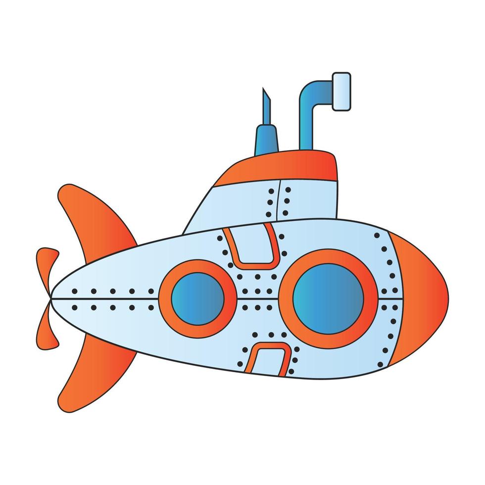 cute of submarine on cartoon version vector