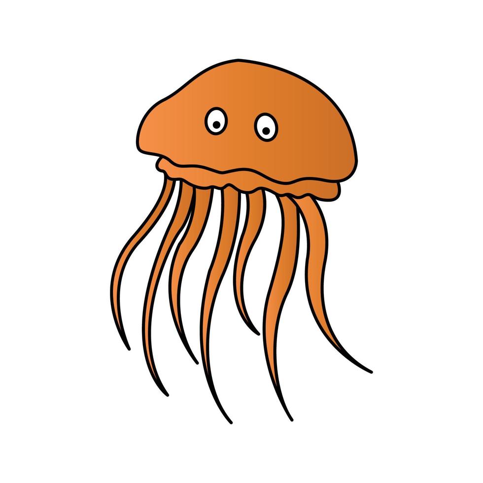 cute of jelly fish on cartoon version vector