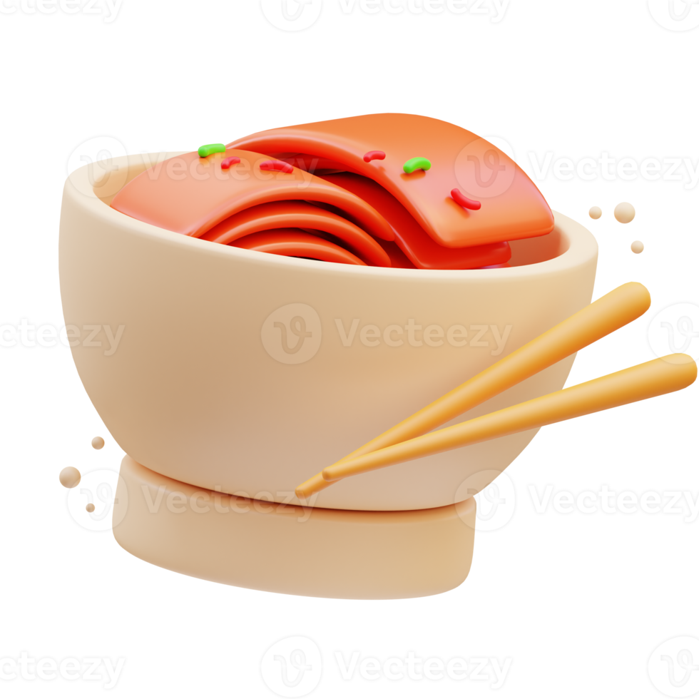Korean Icon, bowl with kimchi 3d Illustration png
