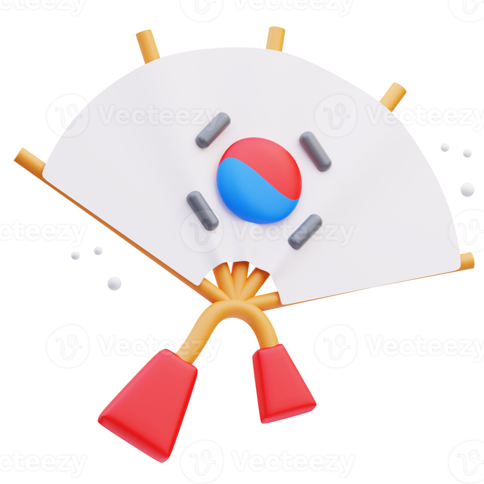 koreanische ikone, fan traditionelle 3d-illustration png