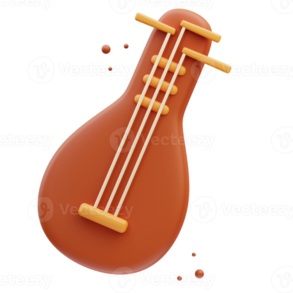 Korean Icon, Korean guitar instrument 3d Illustration png