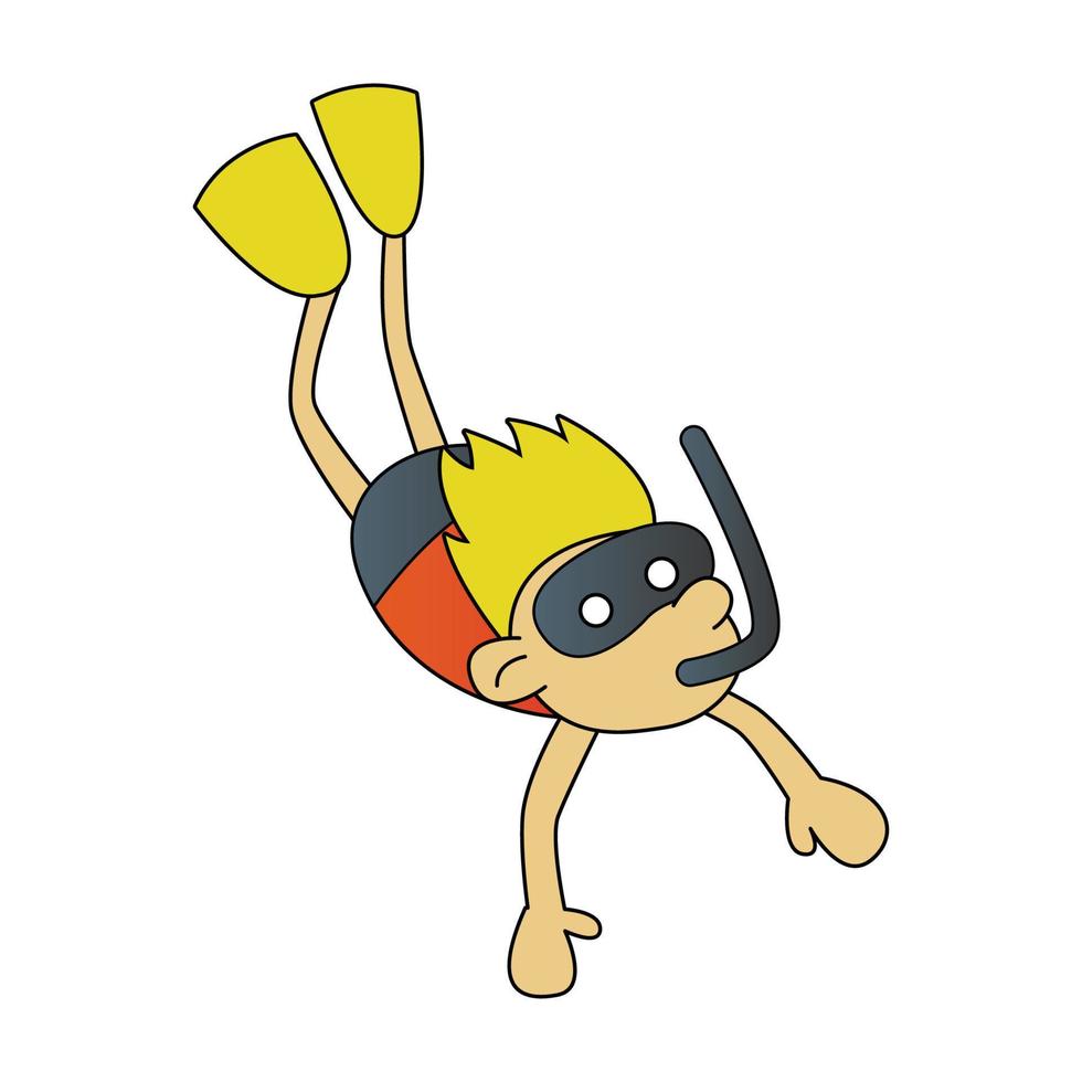 cute of diver on cartoon version vector