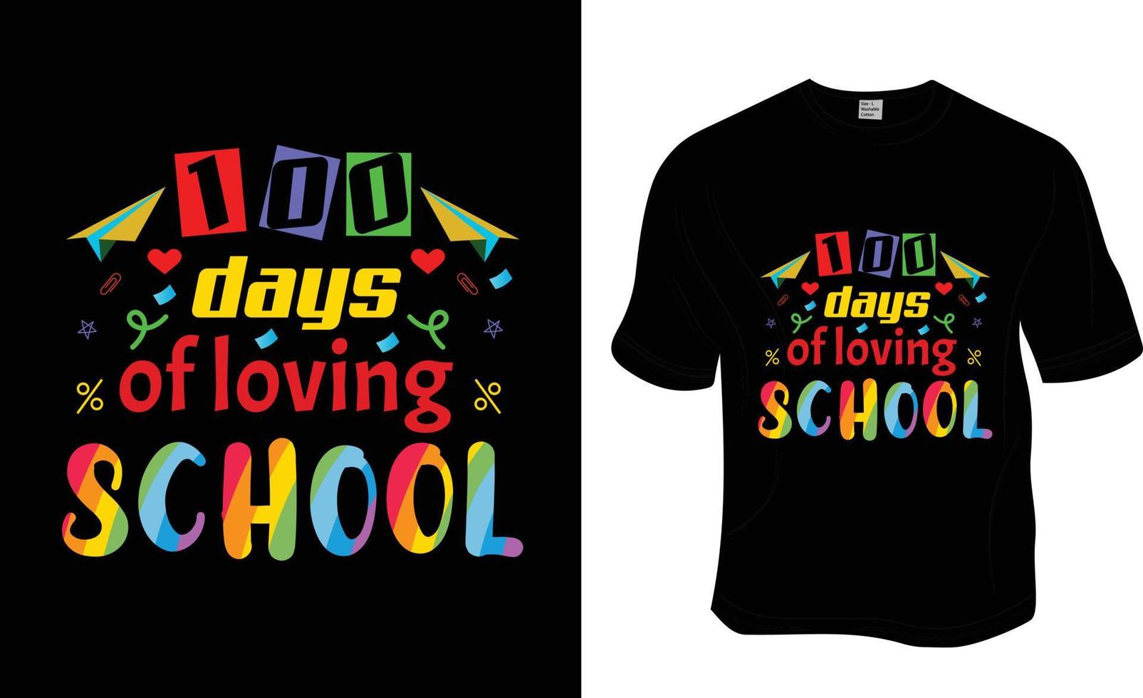 100 days of loving school, kid's school t-shirt design. Ready to print for apparel, poster, and illustration. Modern, simple, lettering t-shirt vector. vector