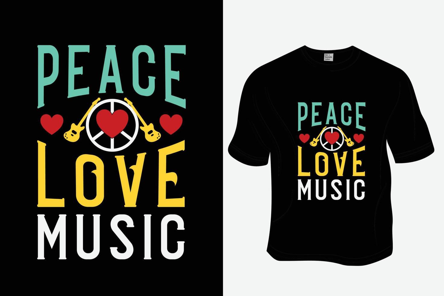 Peace, Love, Music T- Shirt Design. vector