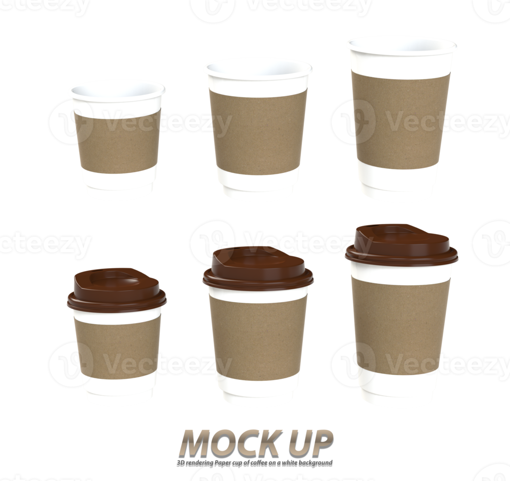 3D rendering paper cup without background png