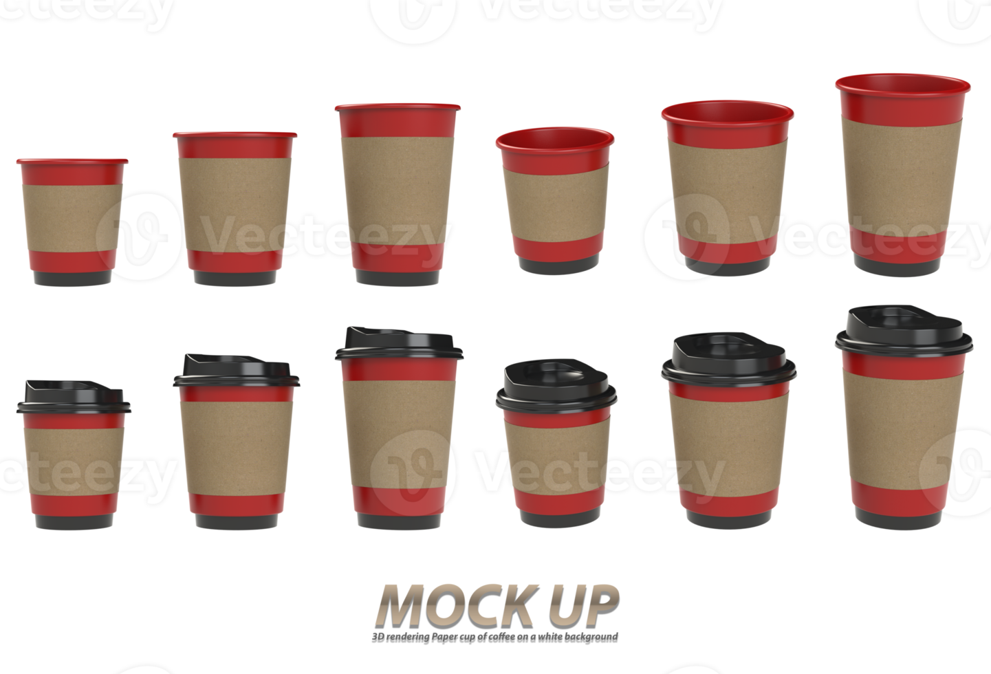 3D rendering paper cup without background png