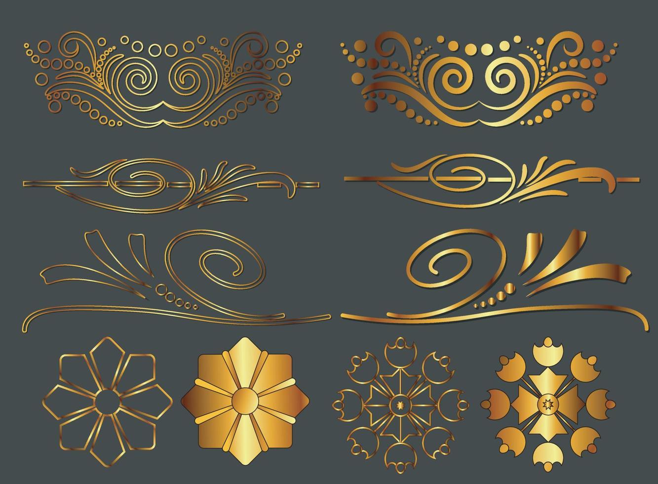 arte vectorial floral, diseño floral abstracto, vector floral dorado,