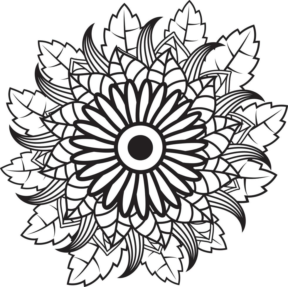 Hand drawing flower pattern coloring page, vector
