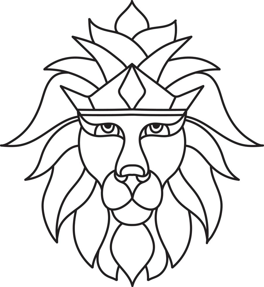 lion animal coloring page for kids vector