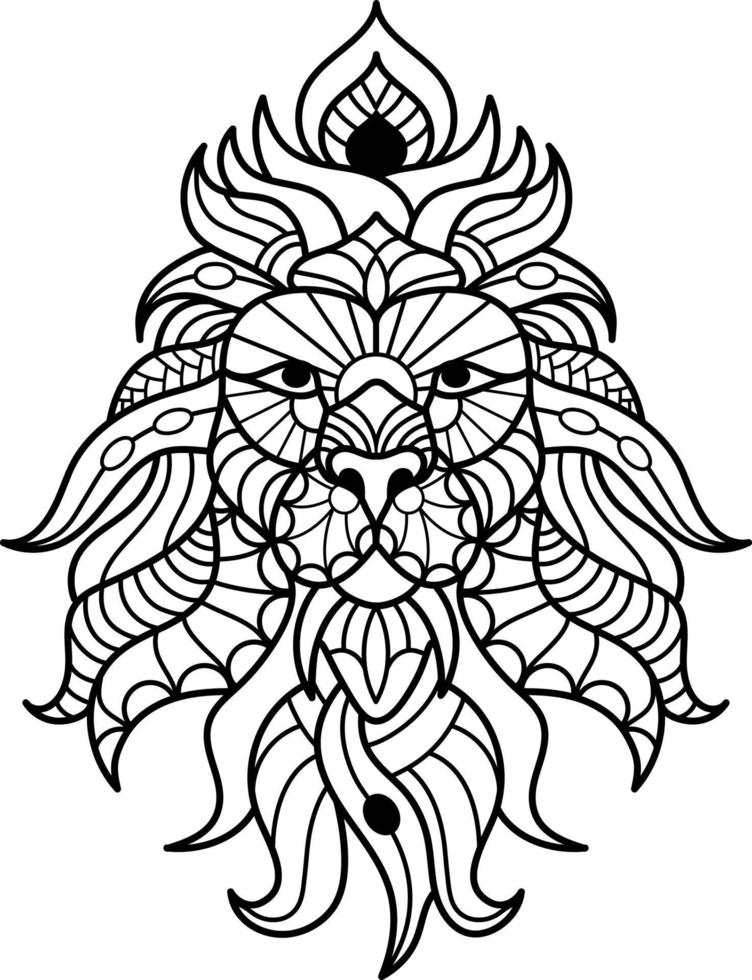 lion animal coloring page for kids vector