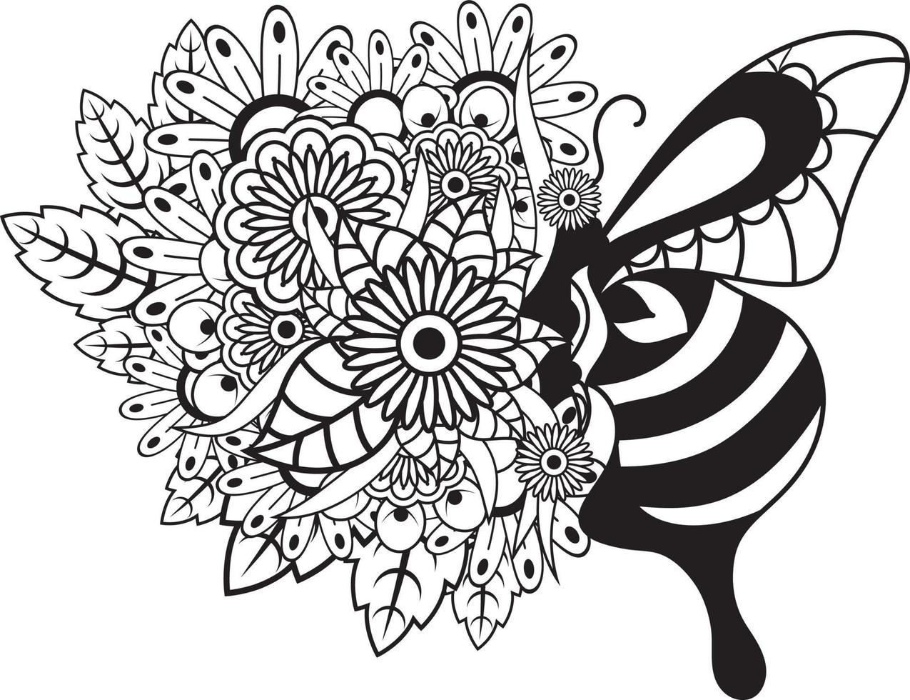 flores de mariposa florales, página para colorear de mariposas para niños vector