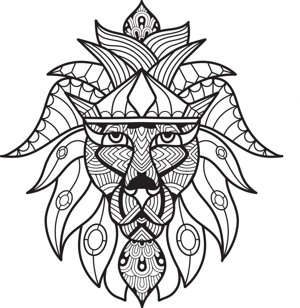 lion animal coloring page for kids vector