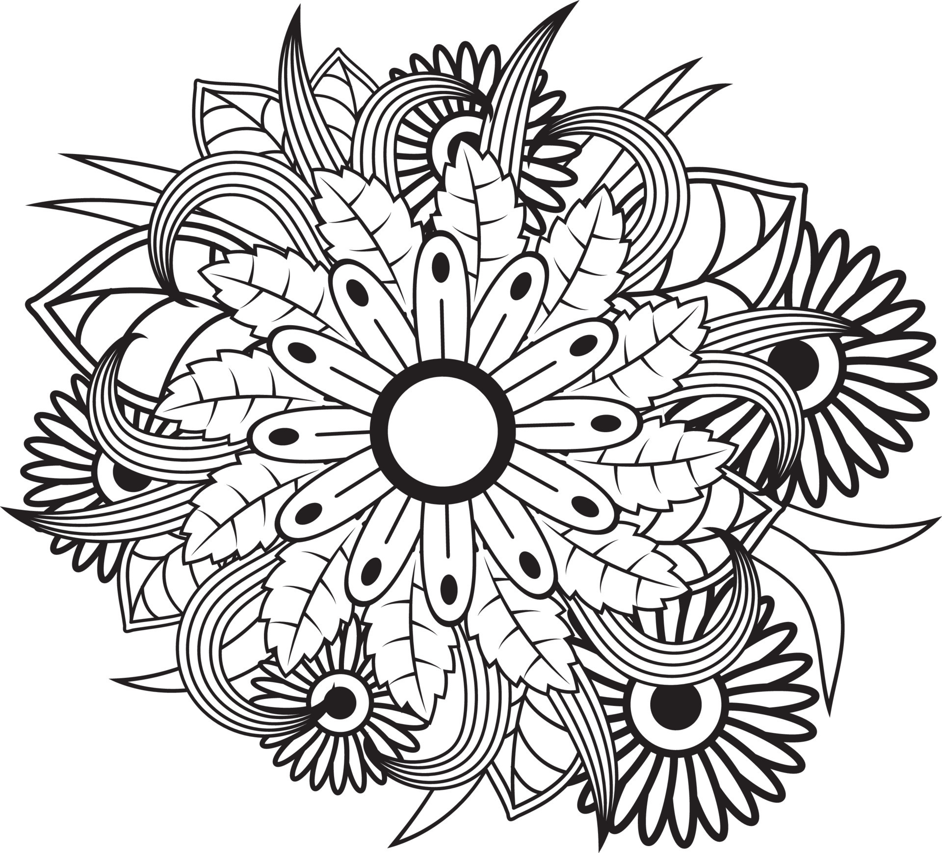 Hand drawing flower pattern coloring page, 11027771 Vector Art at Vecteezy