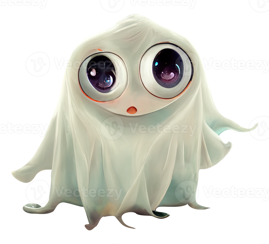 Halloween background with cute ghosts with big eyes. AI. png