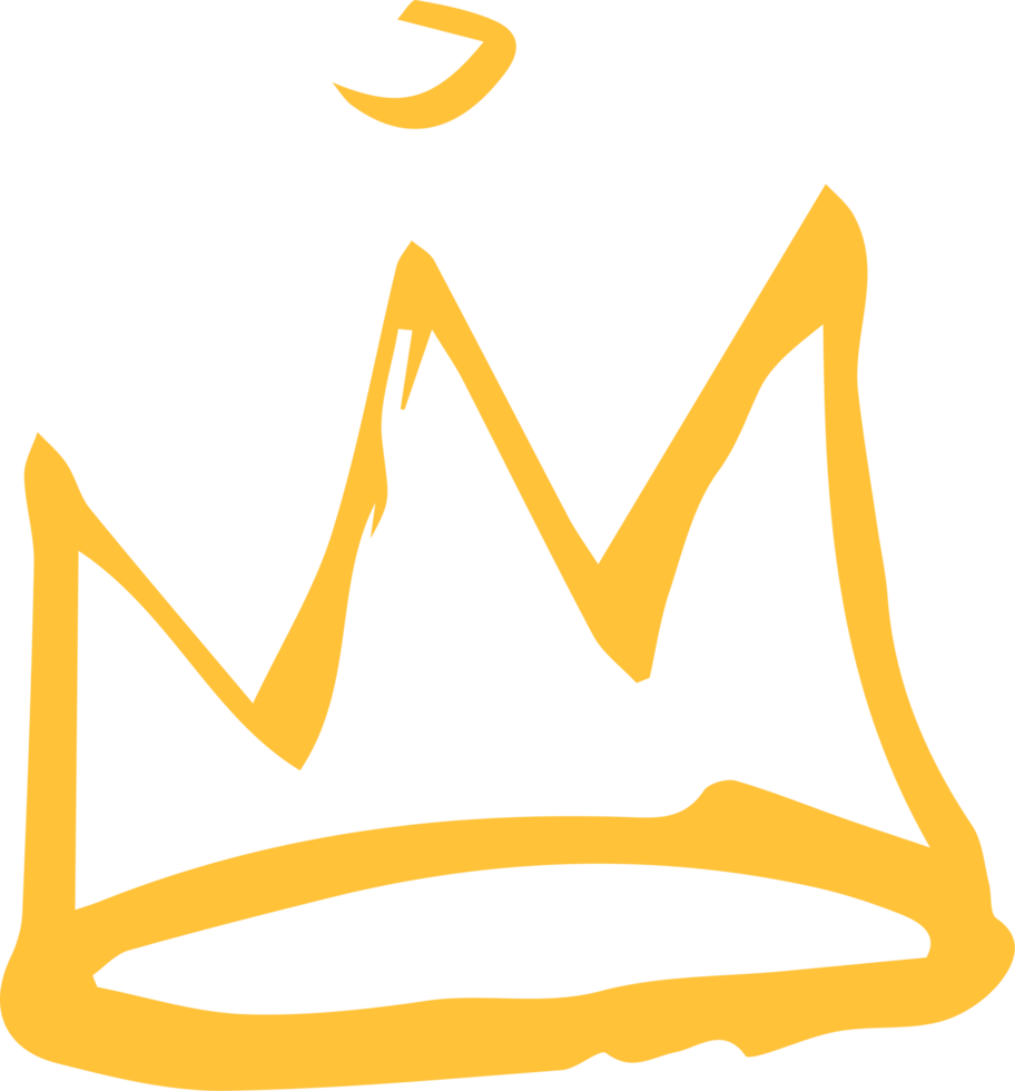 golden crown icon drawn in a minimalist marker style png