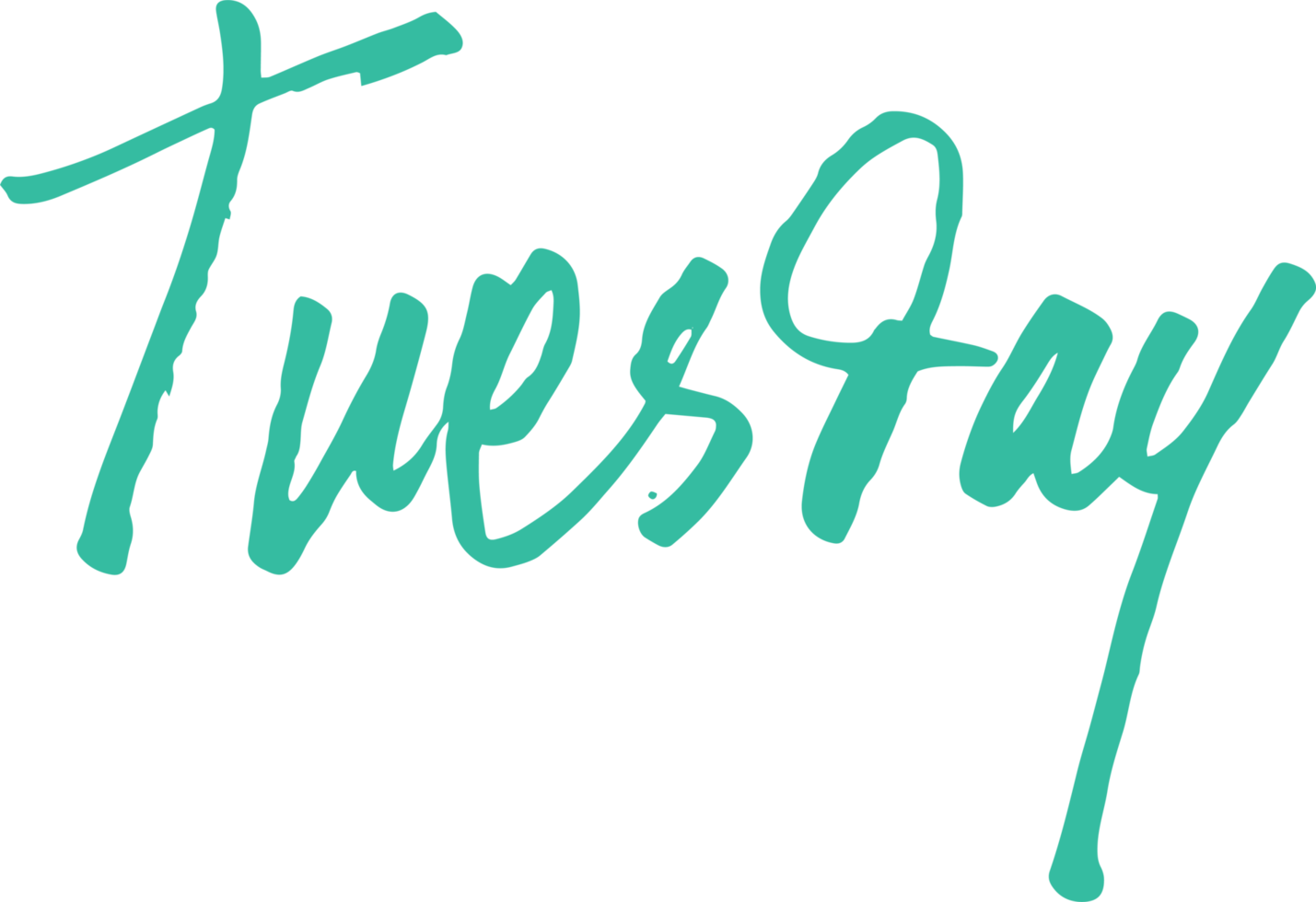 Tuesday, cute day text lettering for weekly planners png