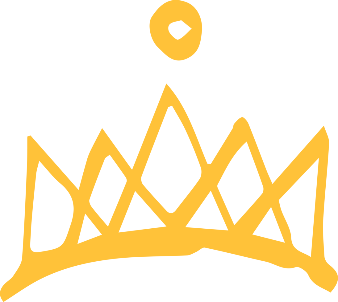 golden crown icon drawn in a minimalist marker style png