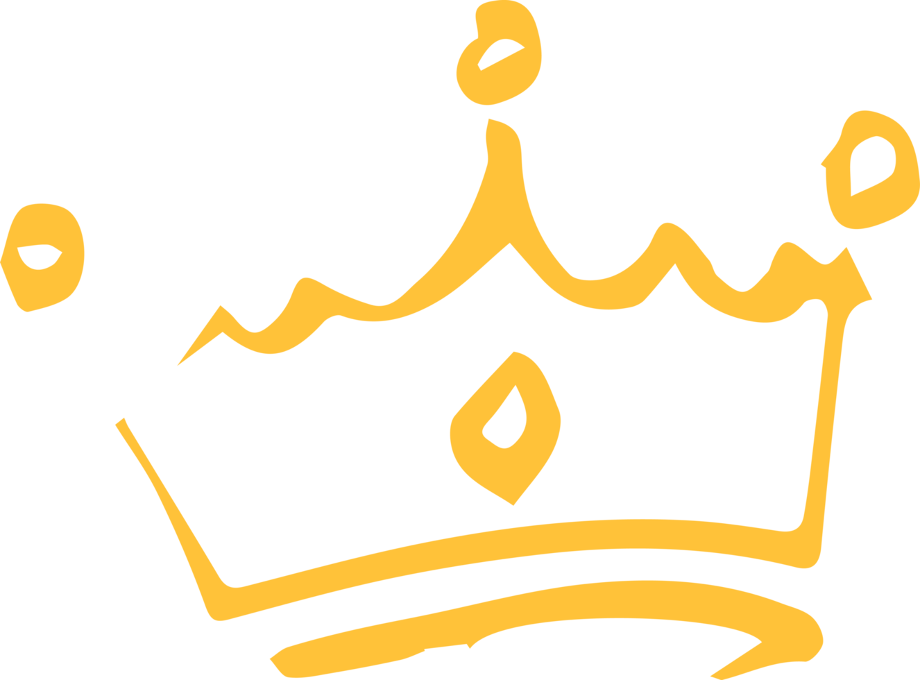 golden crown icon drawn in a minimalist marker style png