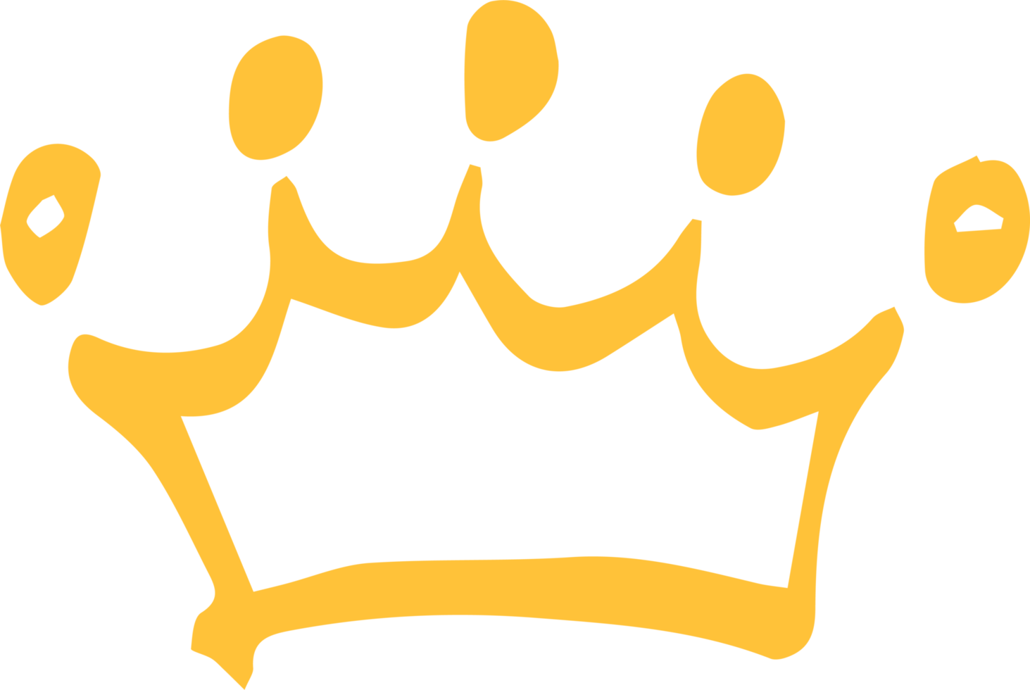 icono de corona dorada dibujado en un estilo de marcador minimalista png