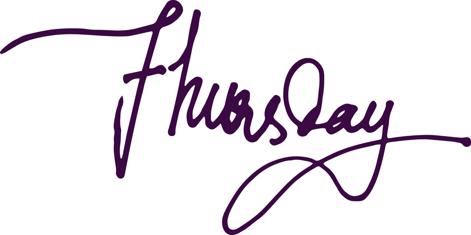 Thursday, cute day text lettering for weekly planners png