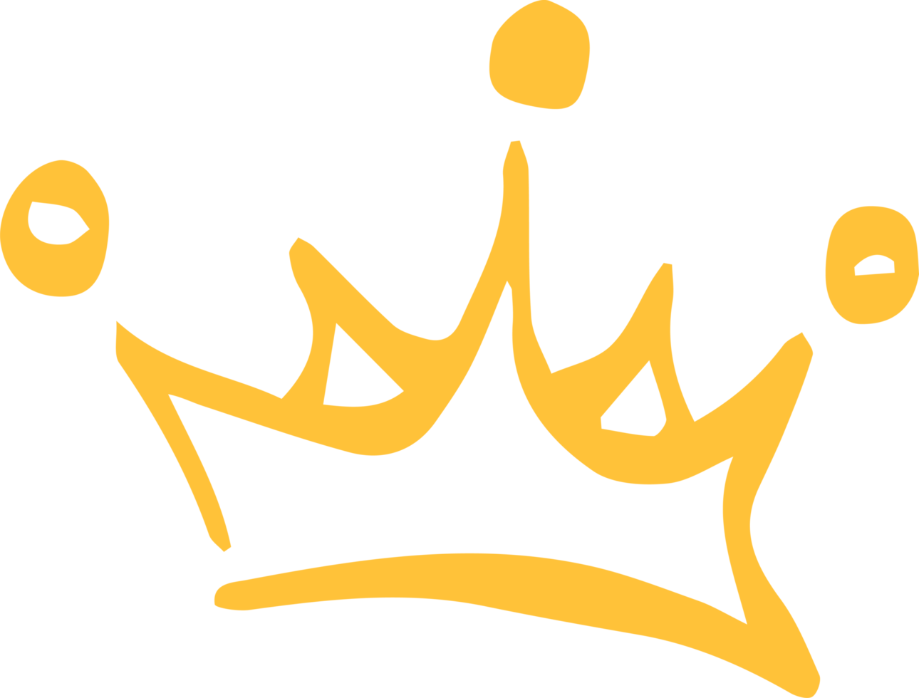 golden crown icon drawn in a minimalist marker style png