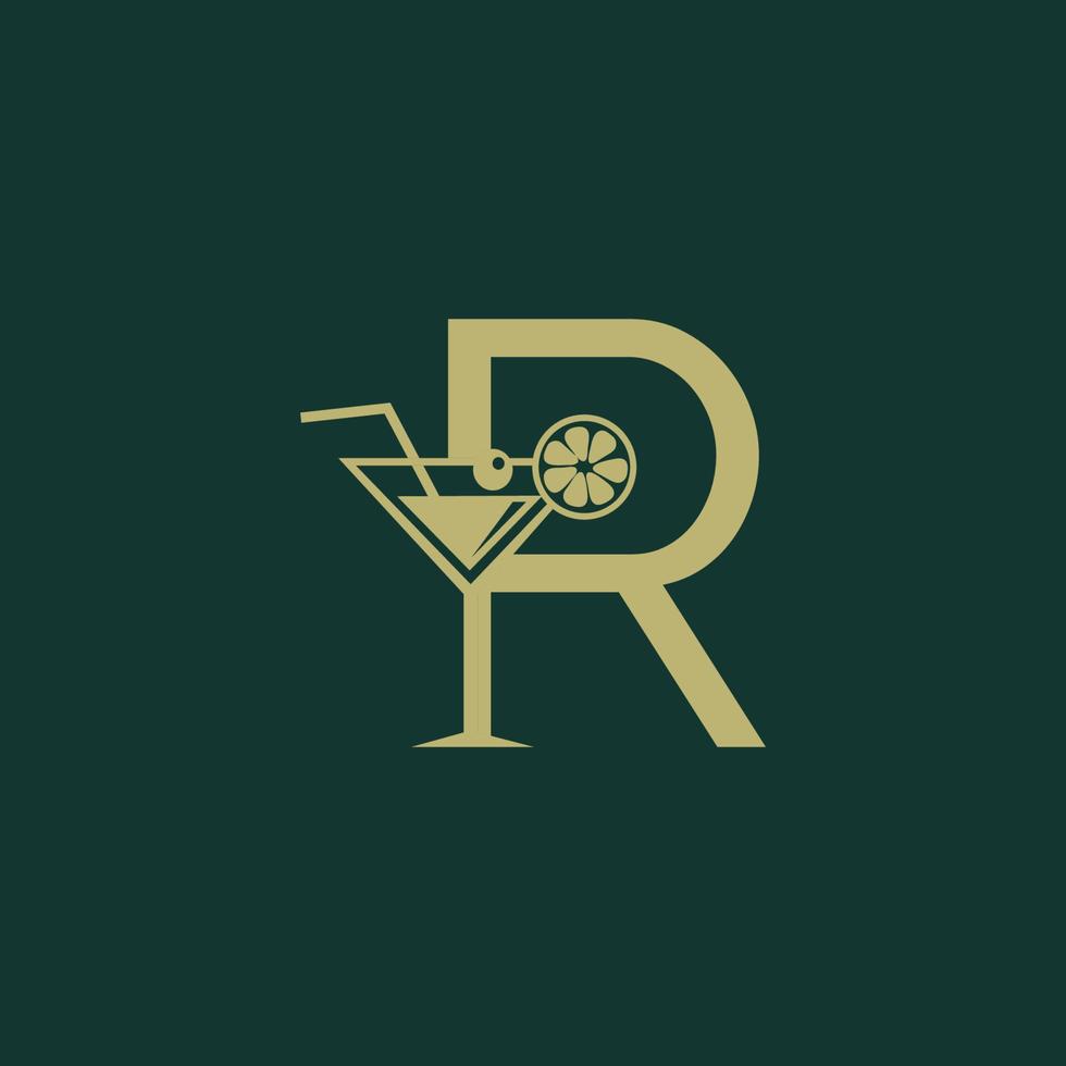 logo icono letra r cocteles vector