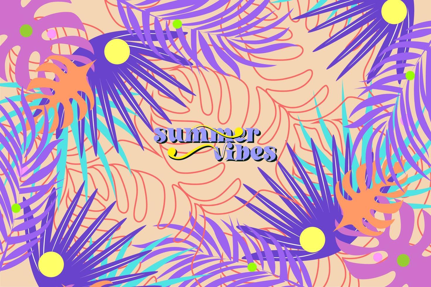 summer vibes tropical leaf vector