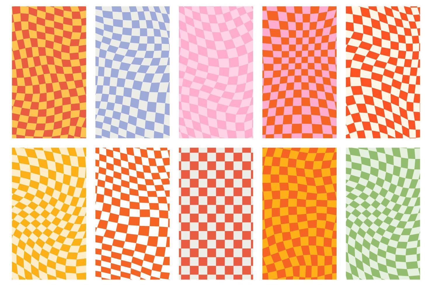 Fondo de patrón retro maravilloso en estilo de fondo psicodélico a cuadros. un tablero de ajedrez en un diseño abstracto minimalista con un ambiente estético de los años 60 y 70. estilo hippie y2k. Ilustración de vector de impresión funky